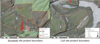 Map of landscape showing the project boundary. Photos by Andrew Bishop.
