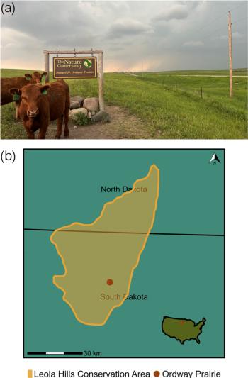 TNC's Samuel H. Ordway preserve (a) is located in the South Dakota portion of the Leola Hills Conservation Area