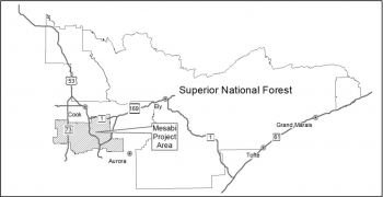 Vicinity map of the Mesabi project area. 