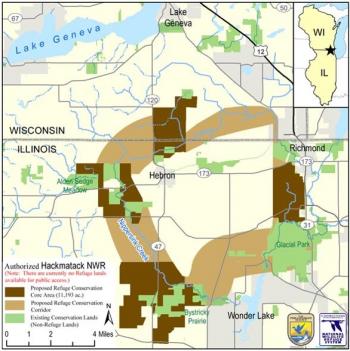 Map of proposed conservation areas for Hackmatack National Wildlife Refuge