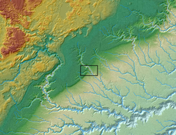 Gradient-shaded map of the Blackhoof-Deer Creek Forest area with watershed features prominent to the south