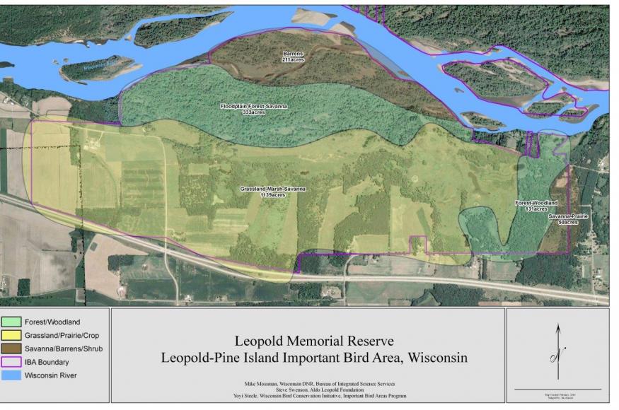 A  habitat type type map of the Leopold Memorial Reserve. 