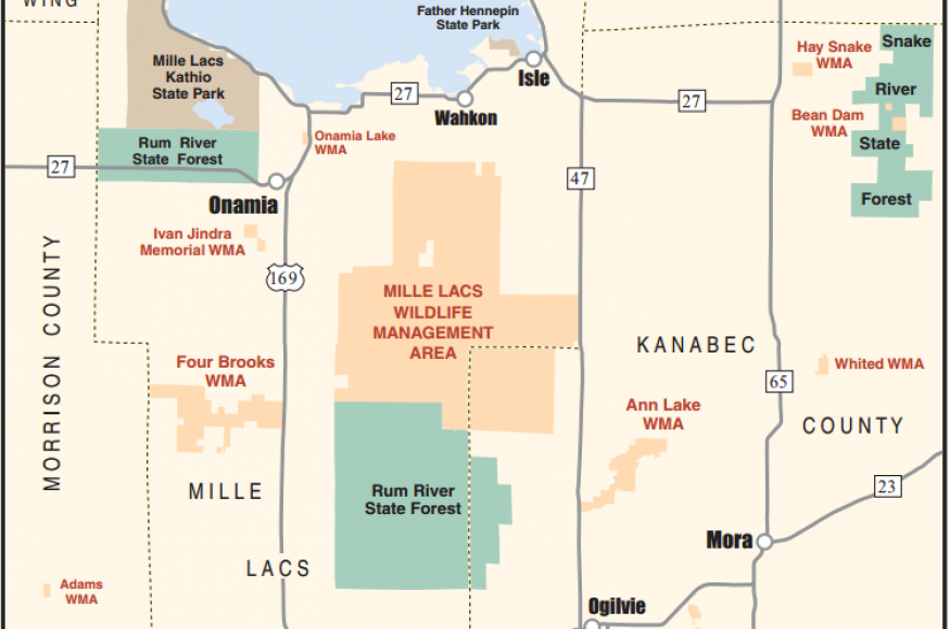 Locator map for the Mille Lacs WMA. 
