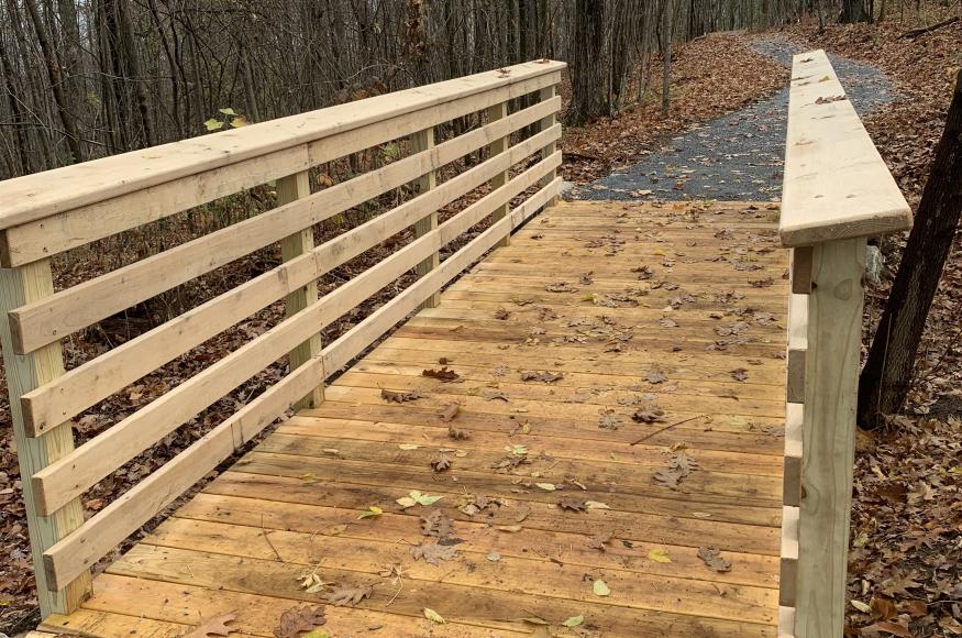 Another view of a newly constructed Mt. Philo State Park Trail