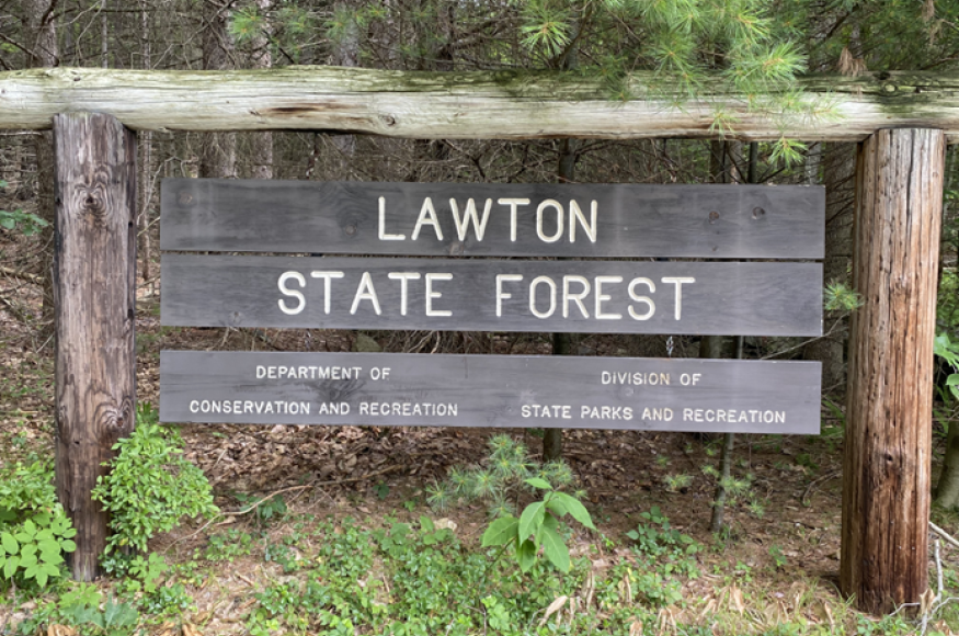 Lawton State Forest entrance sign